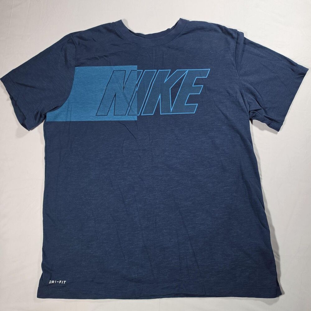 Nike Dri-FIT Shirt Mens Large Blue The Nike Tee NIKE Logo Graphic Tee Athletic